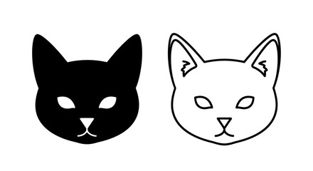 Fototapeta premium Black and white cat faces, minimalist cat silhouettes, simple cat designs, Vector