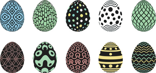 Collection of intricately designed easter eggs showcasing various patterns and colors beautifully arranged together