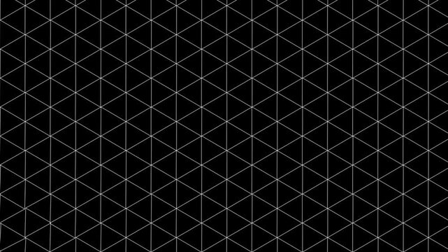 Abstract white wireframe geometric wave animation on black background