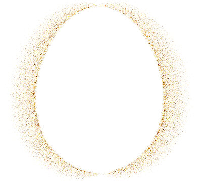 Easter egg frame. Gold glitter border. Elegant Easter decor. Luxury eggs design for holiday greeting card. Vector illustration eps10.