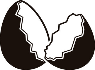 Cracked easter egg illustration with jagged edges and simple design on white background
