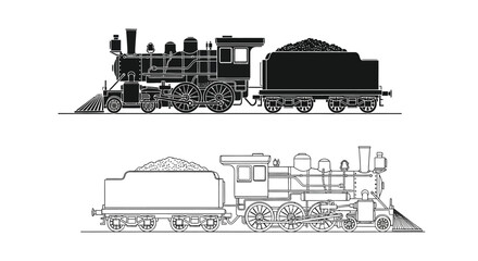 Detailed illustration of a vintage steam locomotive in black and white © Md Abdul Gafur