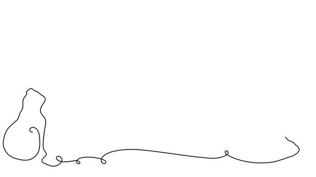 Line continuous cat outline vector drawing sketch one animal pet draw. Cat art two happy 2 couple doodle kitten white black background cute illustration friendship clipart silhouette contour back line