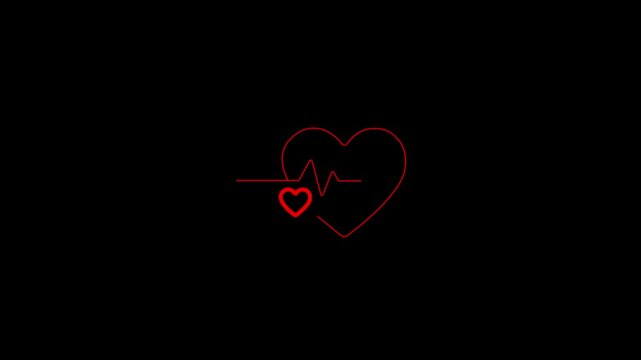 Animated One Line Icon of Heart on White Background for Sites, Video, Filming with 4k video animation .