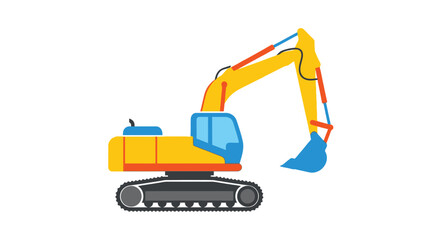 Simple illustration of a yellow excavator on black treads © Siam Studio