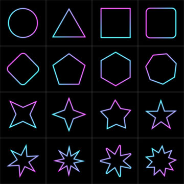 set of glossy stars and others icon