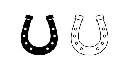 Black and white horseshoe design with dots and nails, minimalist style Vector