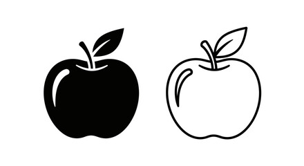 Minimalist apple illustration, black and white apple drawing, simple fruit design Vector