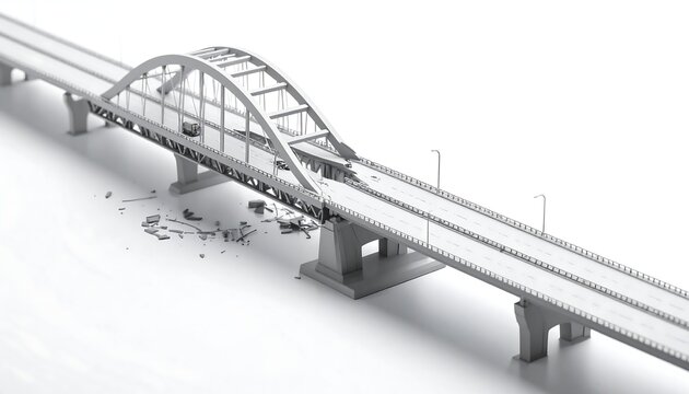 Model Bridge Showing Structure Collapse Due to Failure