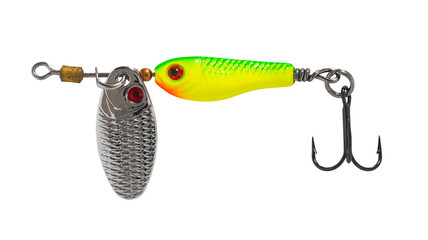 Fishing tackle, wobbler close-up on a white isolated background