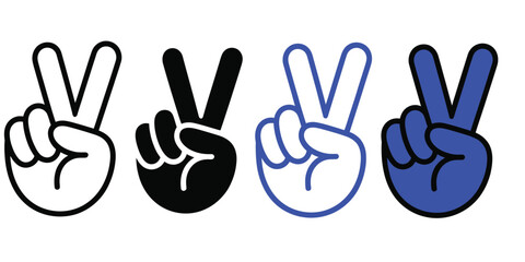 Obraz premium hand gesture peace sign vector icon, line art style, ideal for mobile apps, web design, T-shirt graphics, social media content