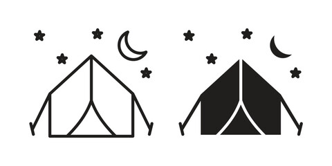 Night camping icon. Vector linear icon collection. Vector EPS10 © paul