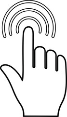 Obraz premium Touch screen hand gesture icon isolated on white background, finger tap symbol for mobile app, digital interface and technology design