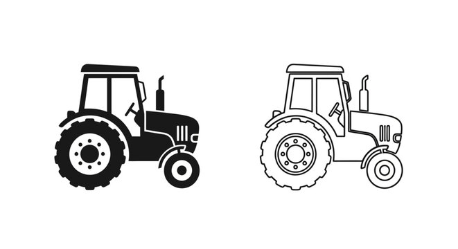 Two tractors illustration, tractor icon, tractor drawing, tractor art, tractor sketch, tractor outline, tractor Vector