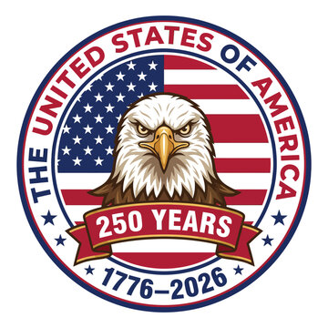 United States of America 250 Years Anniversary Badge with Bald Eagle