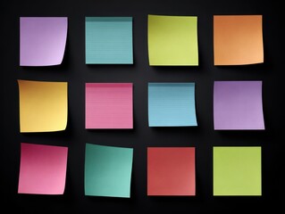 sticky notes set isolated on a black background