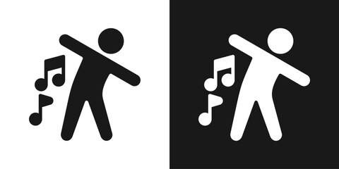 Dance Fitness Icon In Black And White Glyph Style
