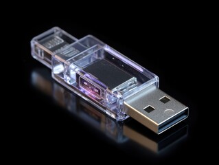 usb flash drive isolated on a black background