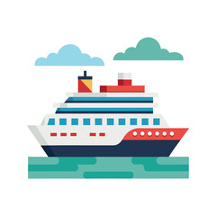 Obraz premium Cruise ship sailing on ocean water with clouds in the sky