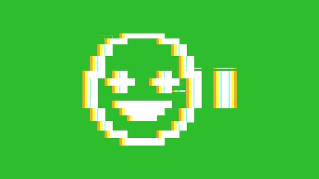 Pixel icon with glitch and noise effects