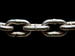 Obraz premium chain links connected isolated on a black background