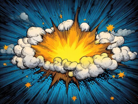 explosion comic cloud isolated on a black background