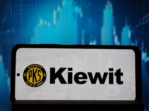 In this photo illustration,  Kiewit Corporation logo seen displayed on a smartphone.