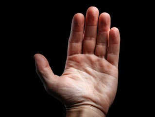 Fototapeta premium hand showing stop gesture isolated on a black background