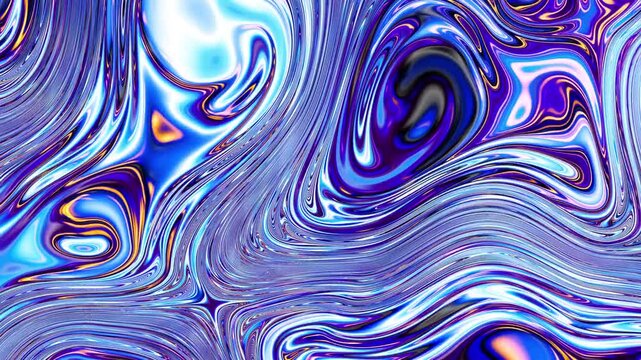 Iridescent abstract colorful background, 3d render, holographic foil, liquid petrol surface, ripples, metallic reflection, esoteric aura, psychedelic animation, seamless loop