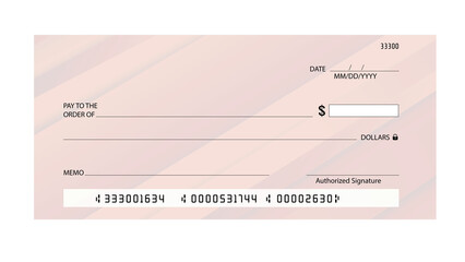 Business Check Template with Soft Peach Gradient and Wave Pattern for Payments and Transactions