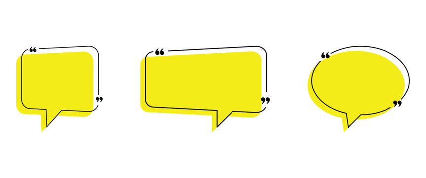 Quotation mark frames collection text boxes speech bubbles quote templates minimalist design elements Blank template design boxes for blog quotes symbols and messaging on transparent background.