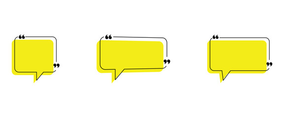 Obraz premium Hand drawn simple Quotations Frame and Text Template for graphical speech bubbles or boxes to add decorative elements and presentations, websites. Vector frame set on White Background.