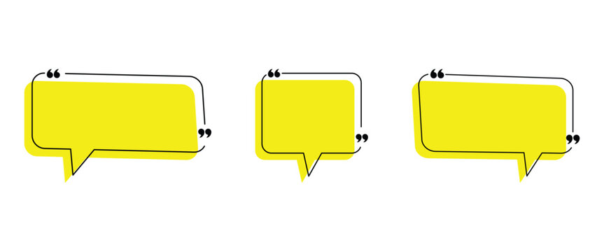 Simple Quotations box set for graphical speech bubbles or boxes to add decorative elements and  presentations, websites. Vector banner illustration.