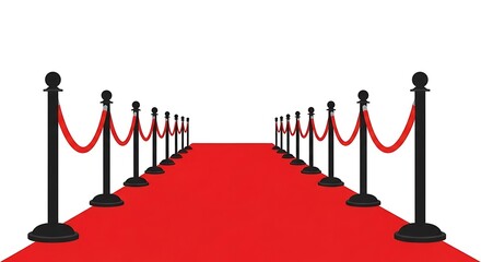 A vector illustration depicts a red carpet flanked by stanchions, inviting attention