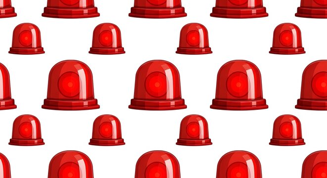 Seamless Pattern of Red Warning Lights.
