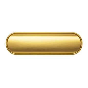 A shiny gold oval plaque or label with a brushed metal texture on a for design or branding purposes isolated on transparent background
