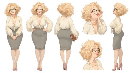 character sheet of an blonde business women