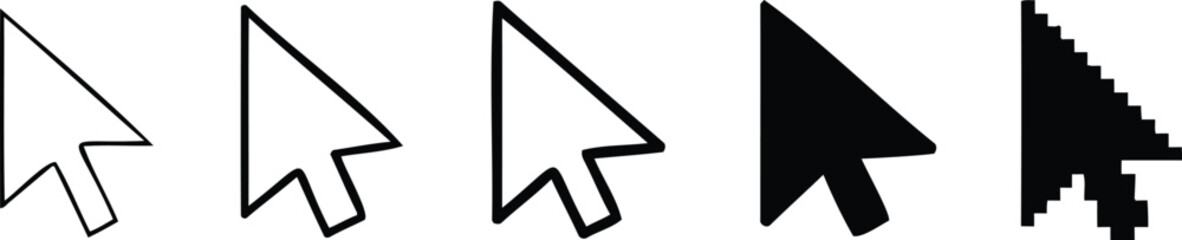 Mouse click cursor icon set. Cursor set in arrow forms. Vector