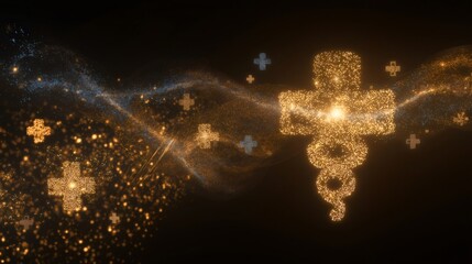 Obraz premium Healthcare prevention concept with glowing medical symbols