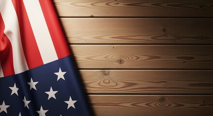 Obraz premium Memorial day tribute honoring fallen heroes with patriotic american flag on wooden background