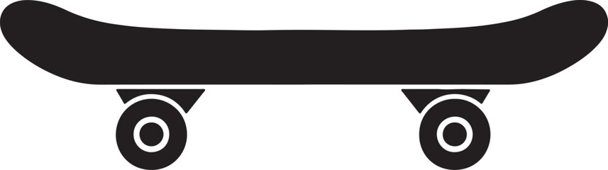 Black silhouette of a skateboard with wheels on a white background also transparent background © Pixel With MH