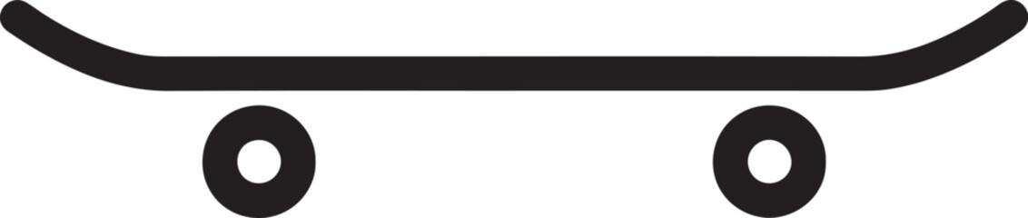 Black skateboard silhouette with wheels on white background also transparent background © Pixel With MH