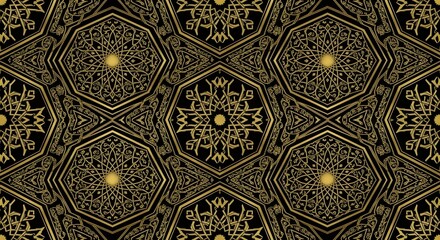 Intricate geometric patterns with symmetrical designs and vibrant colors