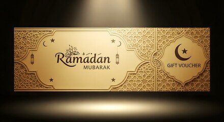 Elegant gold ramadan kareem background with gift wishes and islamic design