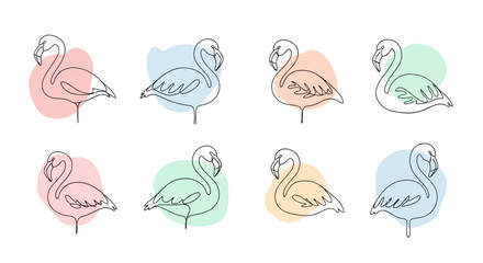 Obraz premium Collection of Hand Drawn Flamingo Illustrations.