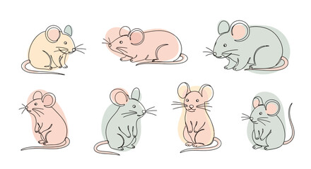 Obraz premium Colorful Cartoon Mice Set Illustration.
