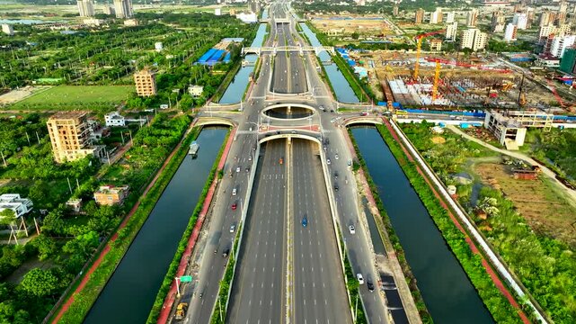 Aerial view of a modern highway in Dhaka, Bangladesh