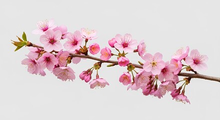 Naklejka premium Delicate Pink Cherry Blossoms on a Branch.