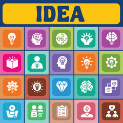 Fototapeta premium Creative Idea Concept with Colorful Business and Innovation Icons Grid