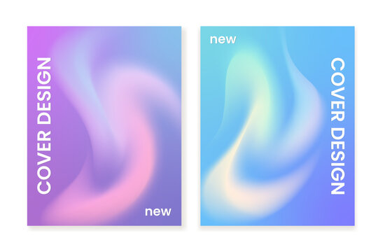 Set of 2 universal cover templates with abstract gradient design in soft pastel colors. For covers, posters, banners, flyers, presentations and other projects. Vector, for web and print.